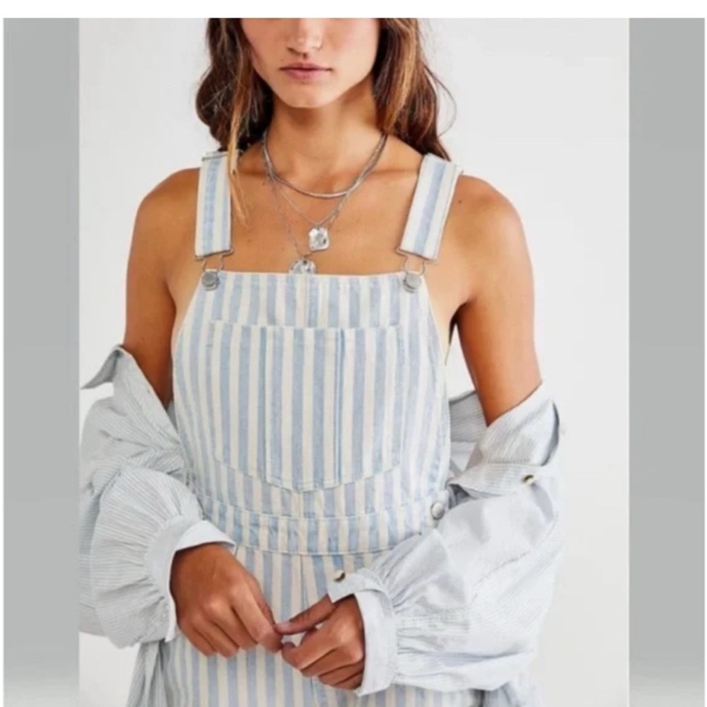 ROLLA'S Light Blue and White Striped Overalls